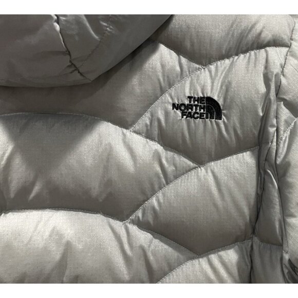 North Face Puffer Jacket Coat Girls XL 18 Black Gray Down Reversible Zip Hooded - Picture 8 of 11